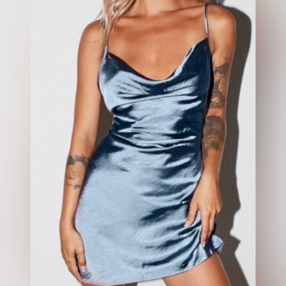 Motel Rocks Shimmering Blue Mini Dress